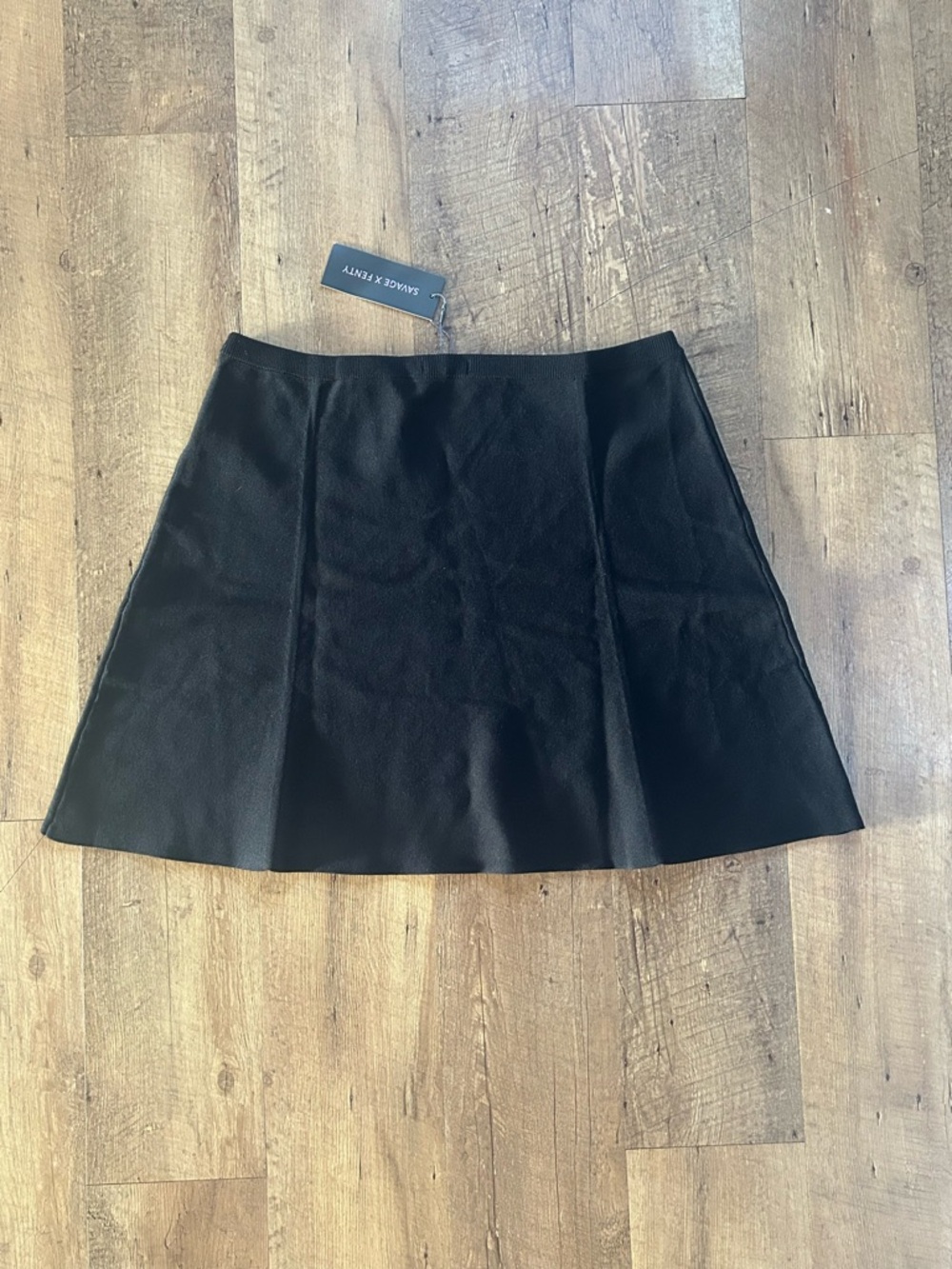 Savage X Fenty Flirty Figure Mini Skirt XL NWT Black Ponte Flare Casual Chic - Picture 2 of 11